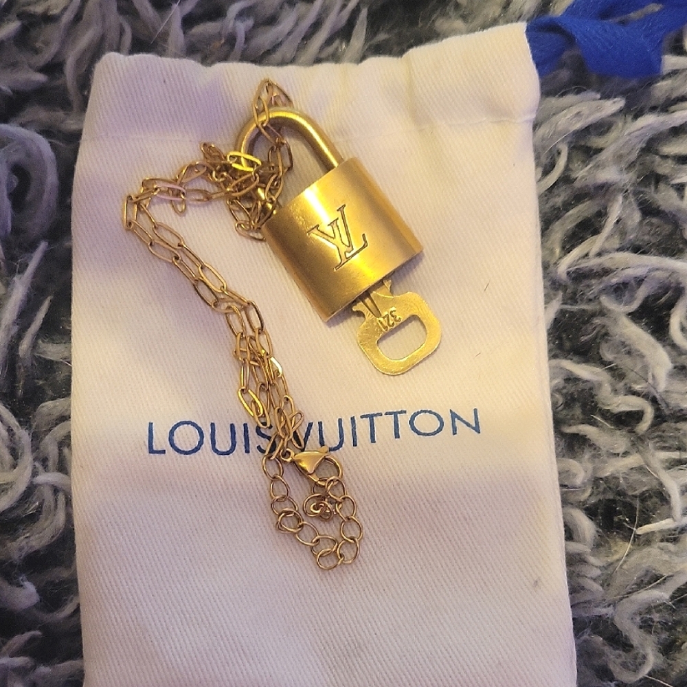Louis Vuitton Gold Padlock with key made into necklace